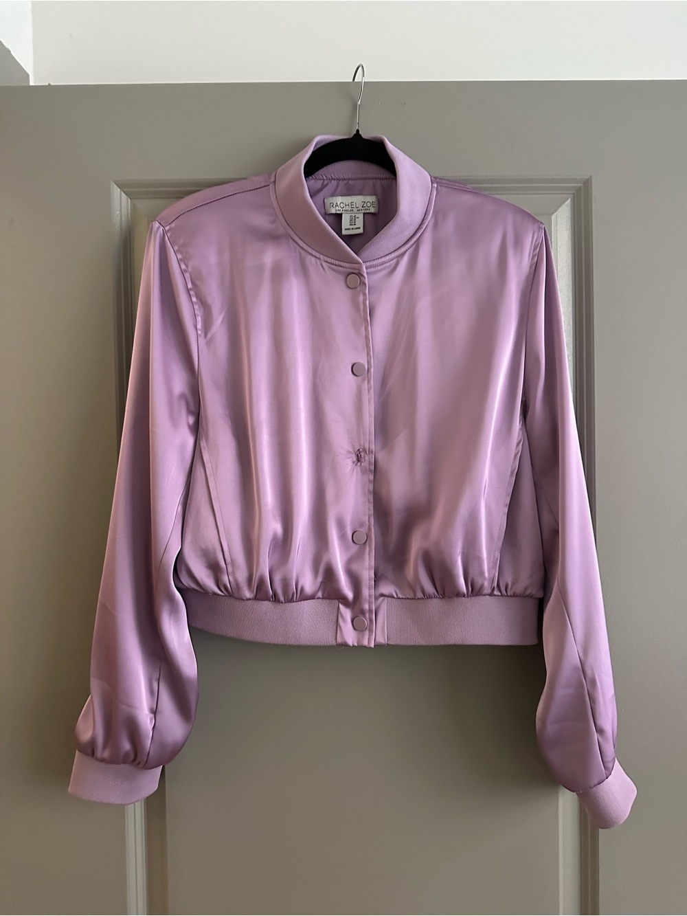 Rachel Zoe Lilac Satin Bomber Jacket
